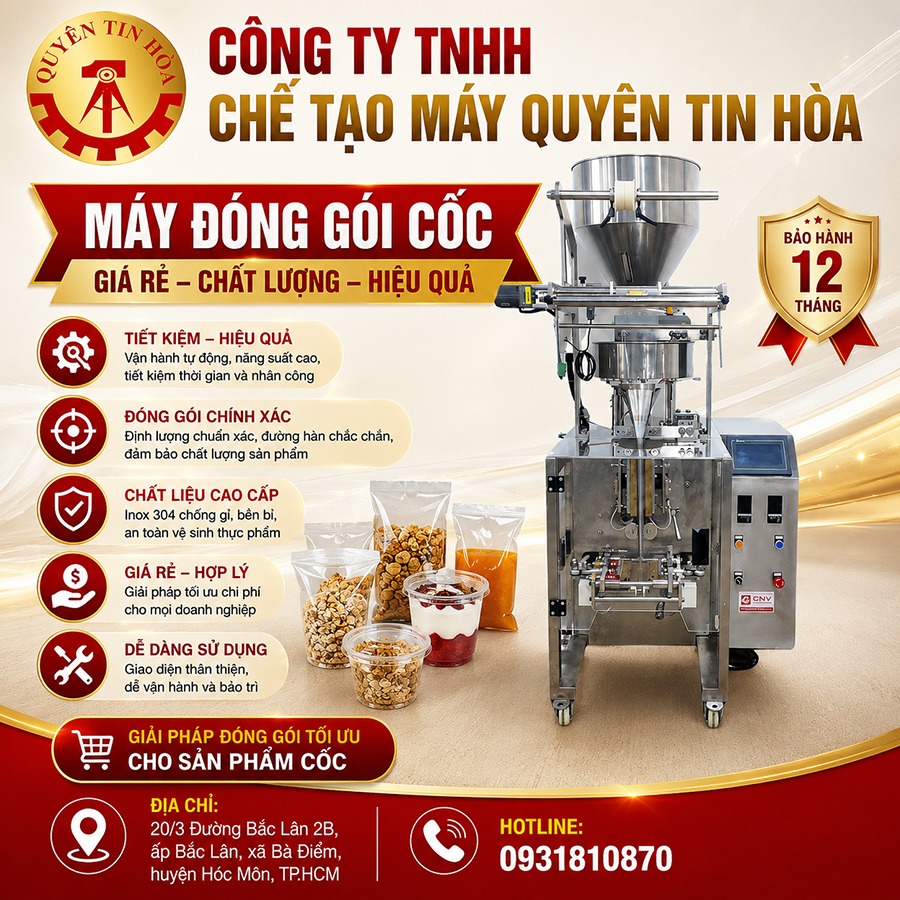Máy đóng gói cốc chính hãng giá rẻ.