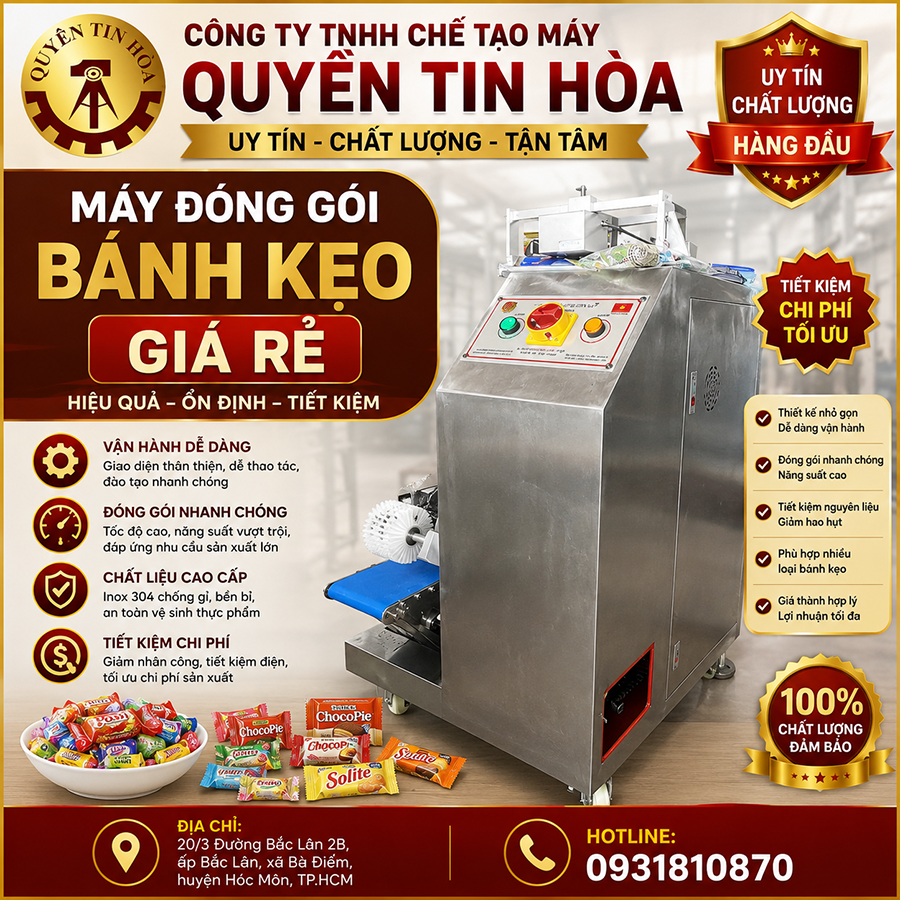 Máy đóng gói bánh kẹo chát lượng giá rẻ
