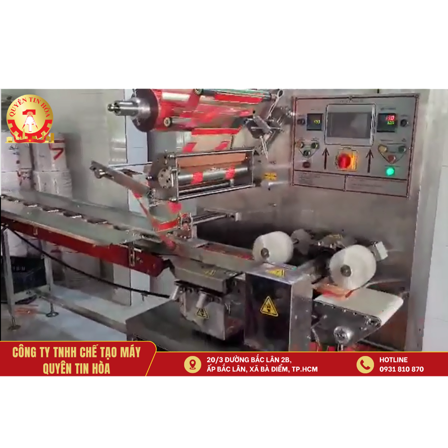 may dong goi banh keo dang nam tu dong Máy đóng gói bánh kẹo dạng nằm - Giải pháp tối ưu cho ngành thực phẩm nhỏ gọn và chuyên nghiệp